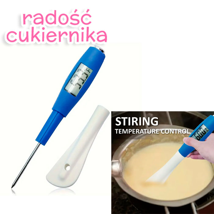 Cyfrowy termometr i silikonowa szpatułka, podwójne zastosowanie 25 x 4,5 cm 