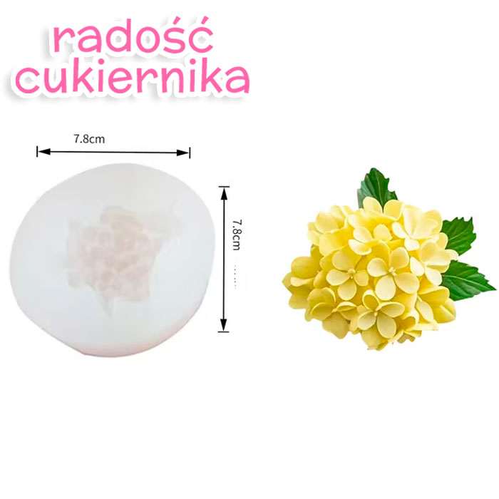 Forma silikonowa kwiat hortensji 7,8 cm 3D 
