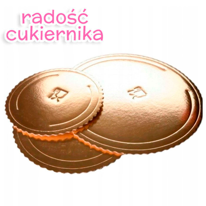  Podkład pod tort dwustronny złoto biały (fala) śr. 36 cm, 1szt 