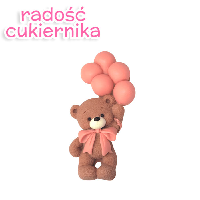 Czekoladowy miś z różowymi kulkami 1 szt. 