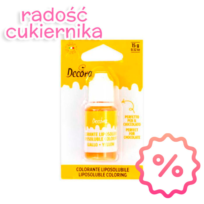картинка OBNIŻONA CENA Barwnik Decora w płynie do mas tłustych żółty 15g 