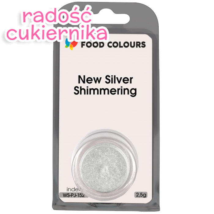 Barwnik spożywczy do dekoracji srebrny New Silver Shimmering 2,5 g, Food Colours