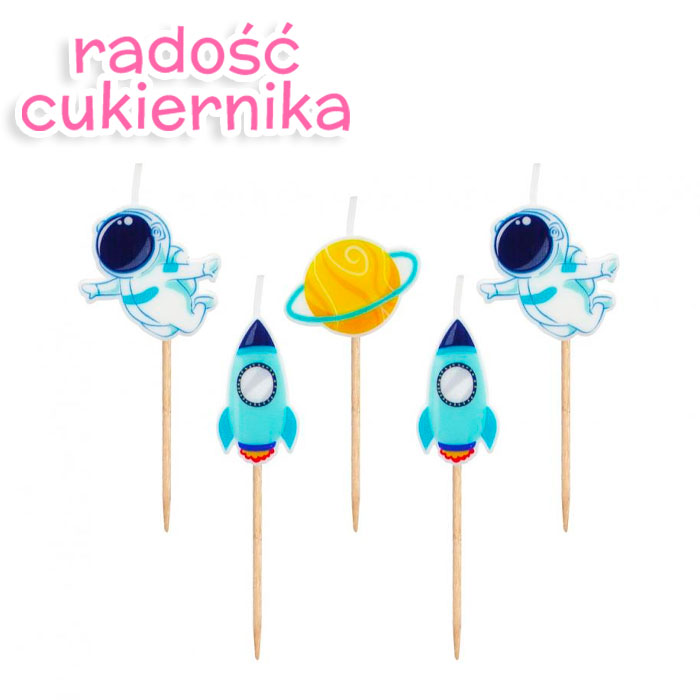Świeczki pikery Kosmos Planeta, 5 szt. 