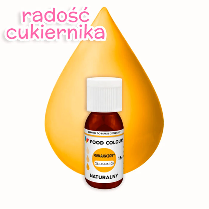 картинка Barwnik naturalny do białej czekolady "Food Colours" pomarańczowy, 18 ml 
