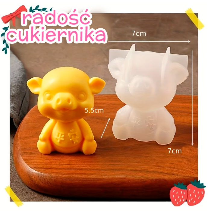 Forma silikonowa 3D Wesoły prosiaczek 7 cm 