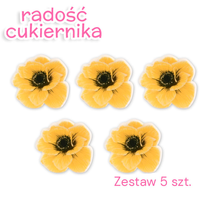 Zestaw kwiatuszek z cukru Modecor żółty, 5 sz 