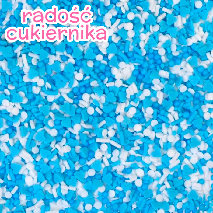 Posypka niebieskie serca mix, 50 g 