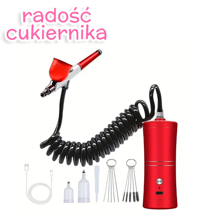 Aerograf z akumulatorem USB czerwony 