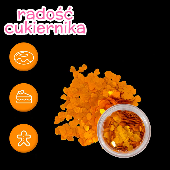 Brokat figurowy „Serca”, złoty, 0,5 g