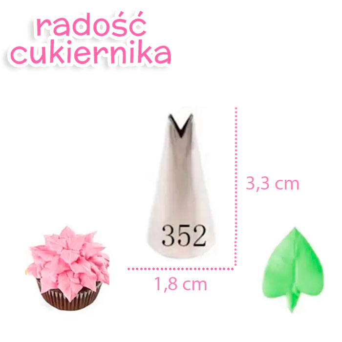 Tylka stal nierdzewna do kremu liść  №352, 3,3 cm 