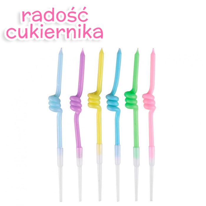 Świeczki Spirale makaronikowe 12 cm 6 szt. 