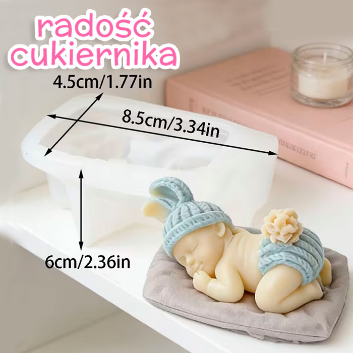 Forma silikonowa 3D Dziecko w czapce, 8 cm 