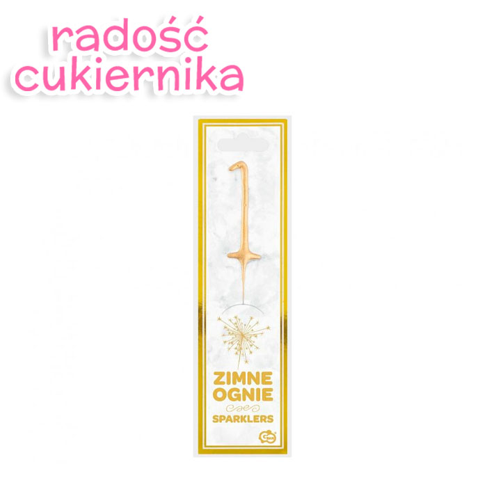 Zimne ognie Cyfra 1 złote 17cm  