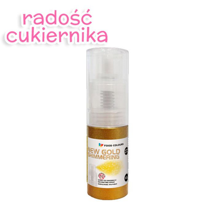 Barwnik spożywczy złoty New Gold Shimmering, puder suchy spray, Food Colours 5 g