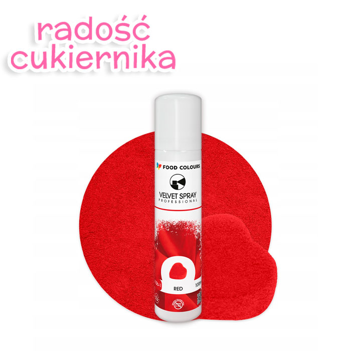 Spray velvet zamsz czerwony Food Colours, 100 ml 