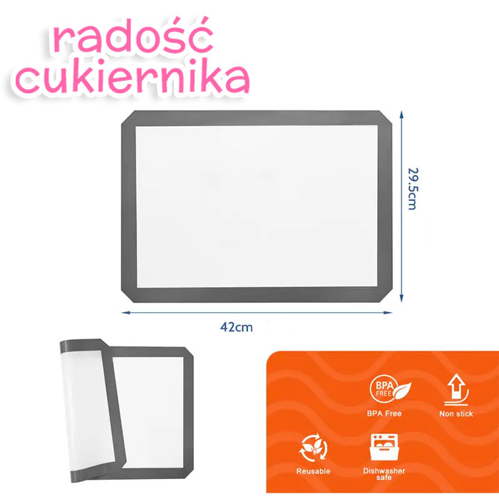 Silikonowa mata do pieczenia i wałkowania 42 × 29,5 cm 