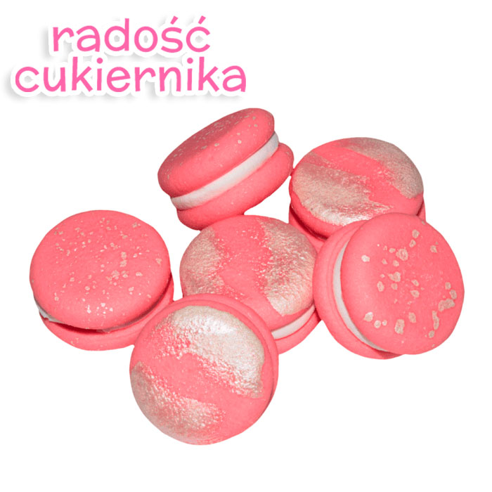 Zestaw Makaroniki cukrowe 6 szt różowo-srebrne 
