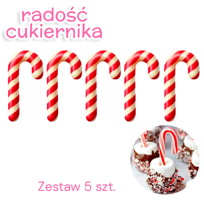 Zestaw dekoracji czekoladowej "Laska świąteczna" 24x47 mm opak.5 szt 