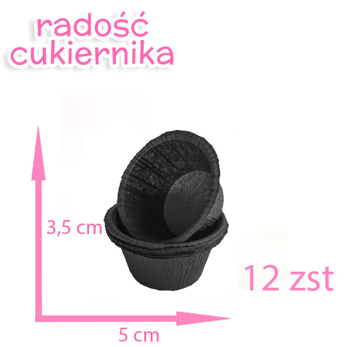  Papilotki do muffinek czarne 5 х 3,4 cm, 12 szt 