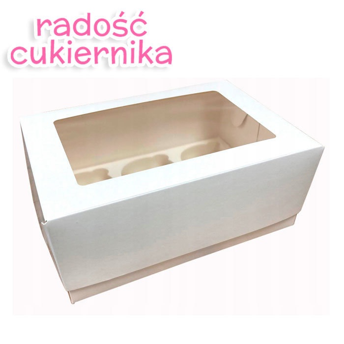 Pudełko na 6 muffinek białe z okienkiem, 23,5х16х10 cm 