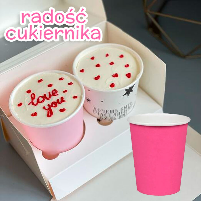 Kubek papierowy różowy, 250ml 