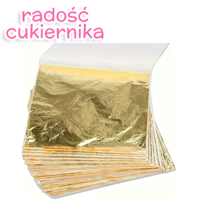 Złoto do dekoracji deserów 8 × 7,5 cm, 20 listków (dekoracja zdejmowana)