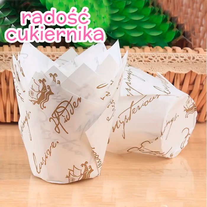 Muffiny tulipan Napisy, 5х8 сm, 12 szt 