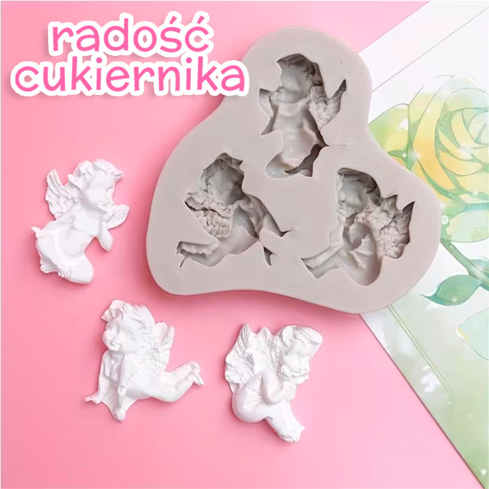 Forma silikonowa do masy cukrowej Aniołki 3 cm 
