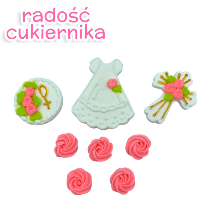 Zestaw Chrzest różowy, 8 szt. 