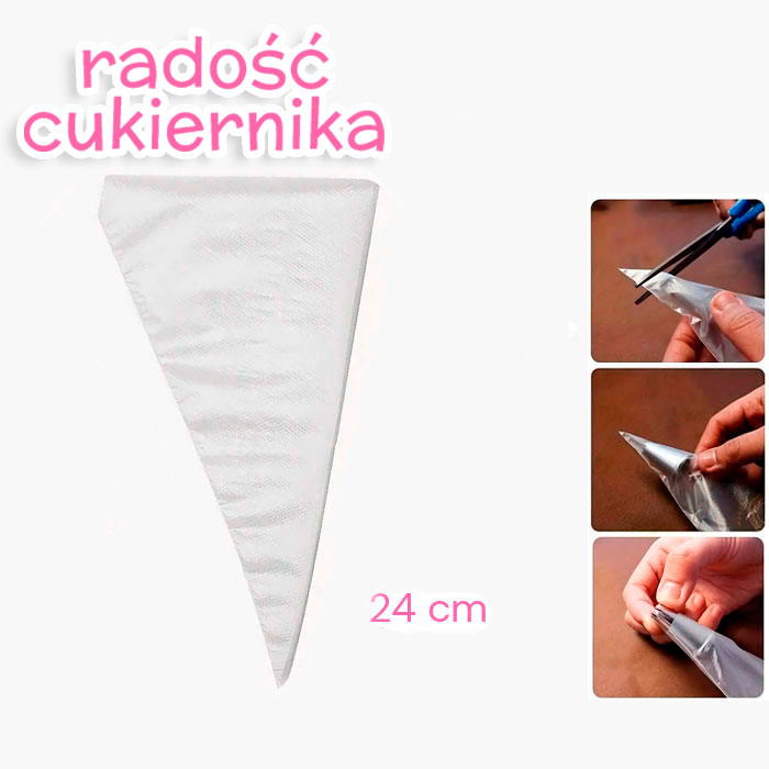 Jednorazowy rękaw cukierniczy (bez wzoru) 24 cm, 1 szt. 