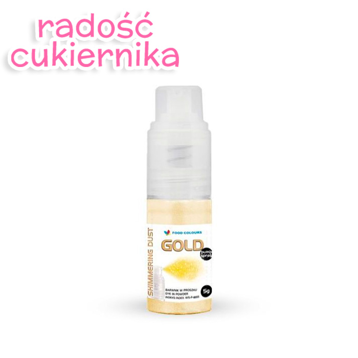 Barwnik spożywczy złoty Gold Shimmering, puder suchy spray, Food Colours 5 g