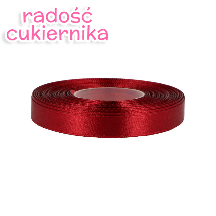 Wstążka satynowa ciemnobordowa, 25 m, 12 mm 
