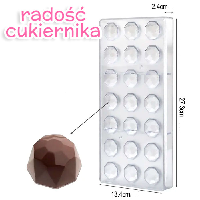 Forma do czekolady "Diament", 27x13 cm, 21 komórka