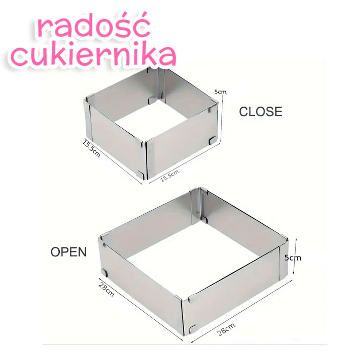 Rant cukierniczy 15-28 cm h 5 cm kwadratowy