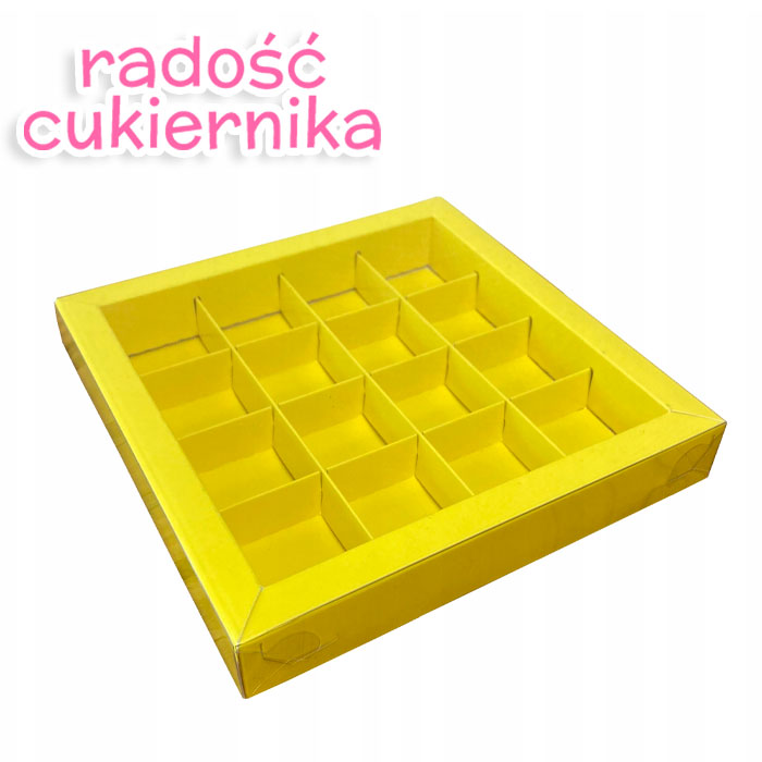 Zestaw pudełek na cukierki, 16 komórek, żółte 20х20х3 cm, 5 szt 
