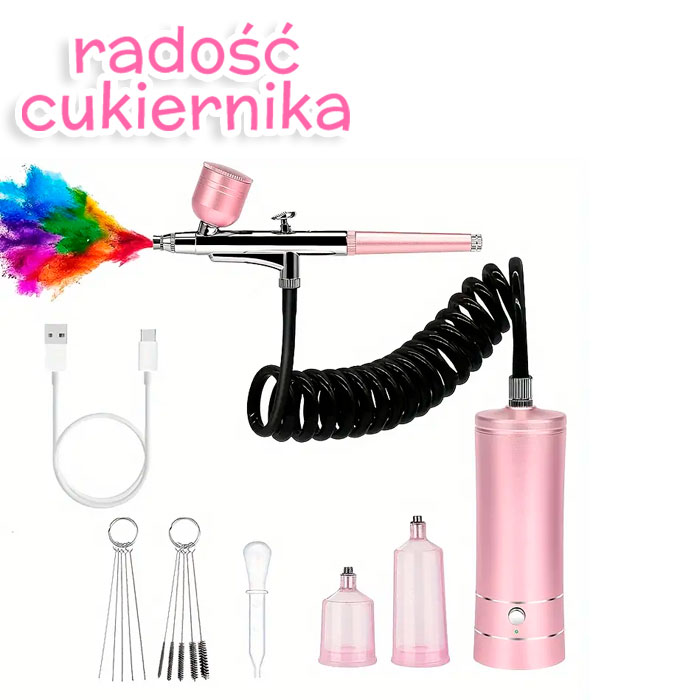 Aerograf z akumulatorem,różowy 