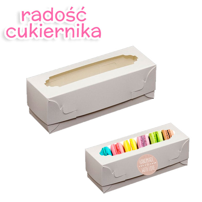 Opakowanie na makaroniki i bezy na 4 sztuki białe z okienkiem, 1szt 