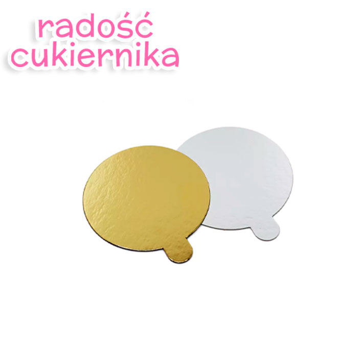  Podkład pod tort dwustronny złoto srebrny, okrągły śr.8, 1szt 