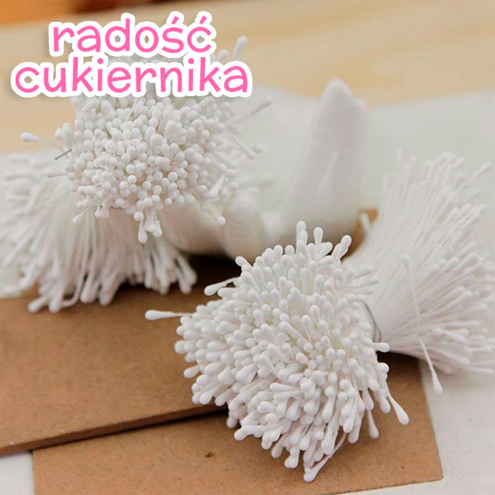 Zestaw pręcików do kwiatów 100 szt Śnieżnobiałe krople, długość 6 cm 