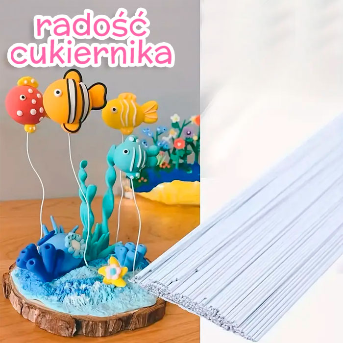 Drut biały grubość 0,7 mm, długość 20 cm, 20 szt 