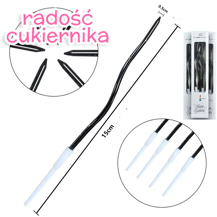 Zestaw świec 15 cm czarne 6 szt 