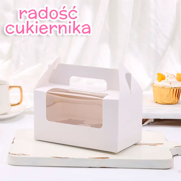 Pudełko na 2 muffinki z okienkiem białe 16,5 х 9,2 х 8,7 cm 