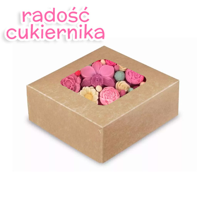 Pudełko kraft z okienkiem, 14x14x5 cm 