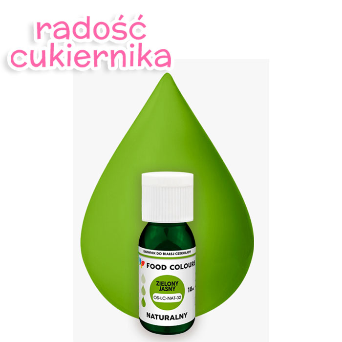 картинка Barwnik naturalny do białej czekolady "Food Colours" jasny zielony, 18 ml 