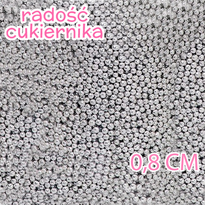 Posypka srebrne kulki 0,8 сm 50g 