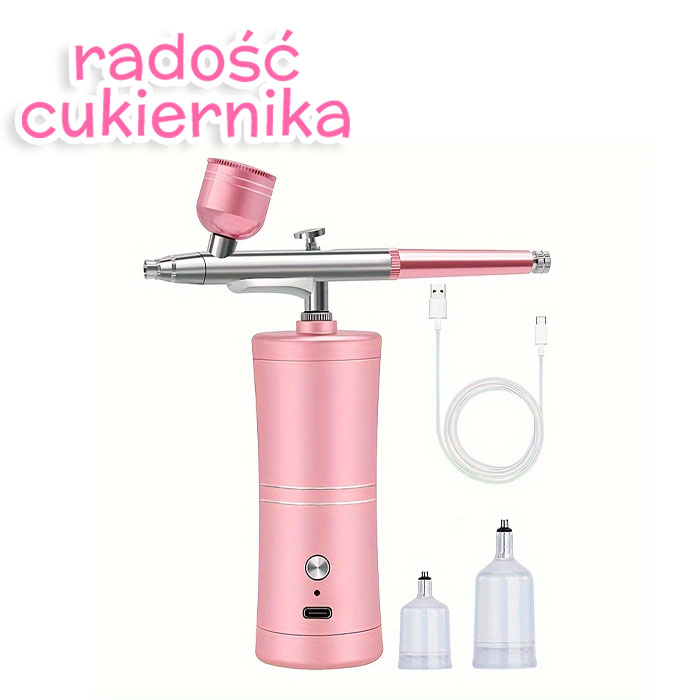 Aerograf USB z akumulatorem, różowy 