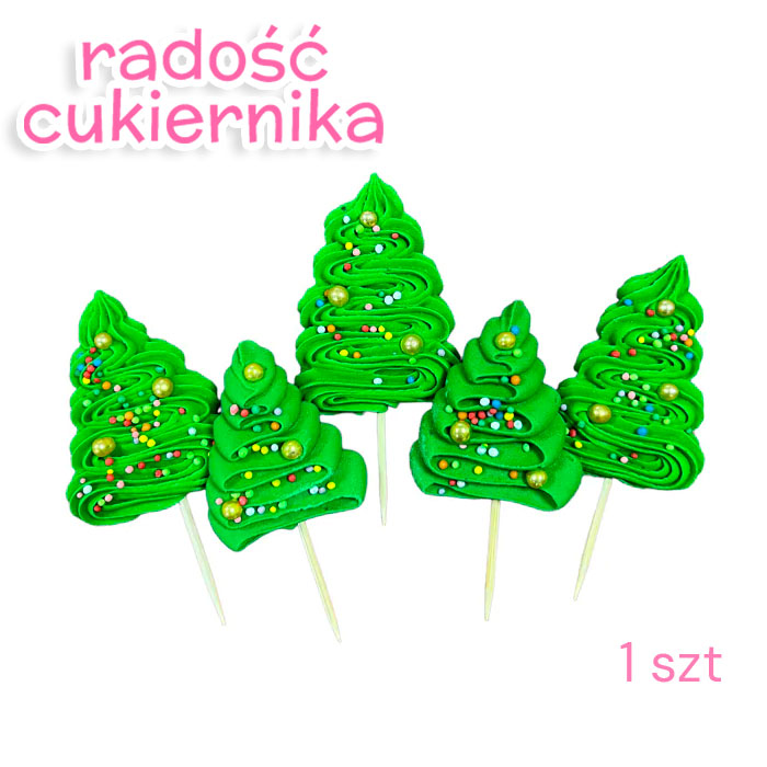 Dekoracja cukrowa w kształcie bezy Choinka świąteczna, 1 szt 