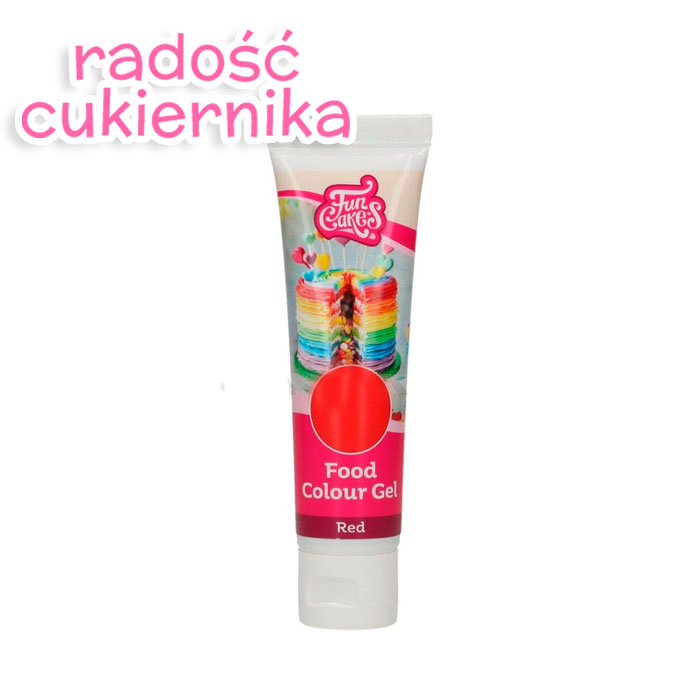 Barwnik w żelu Fun Cakes, tubka 30 g, czerwony    