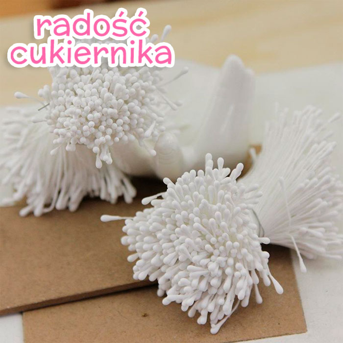 Zestaw pręcików do kwiatów 350 szt Śnieżnobiałe krople, długość 6 cm 
