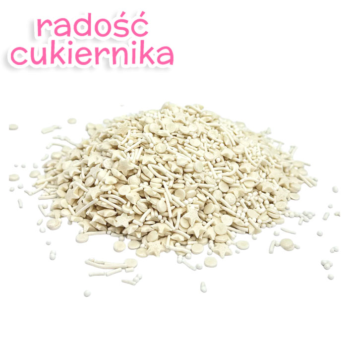 Posypka konfetti perłowy biały, 50 g 